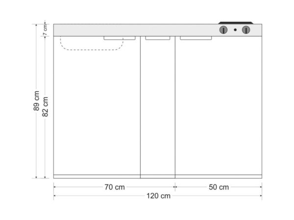 Abmessungen Stengel Miniküche Kitchenline MK 120a mit Kühlschrank