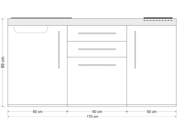 Abmessungen Stengel Miniküche Premiumline MP 170 mit Kühlschrank