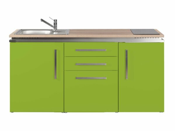 Metallküche Stengel MDM 170 Designline grün mit Kühlschrank