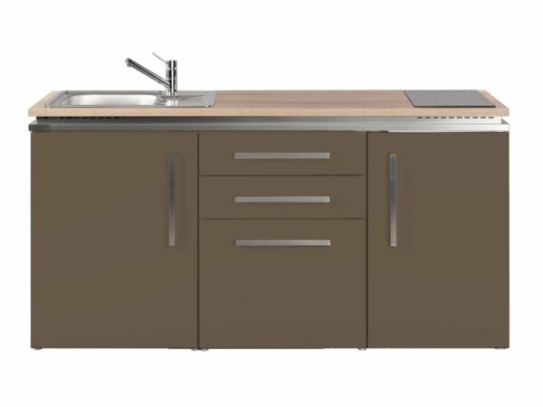 Metallküche Stengel MDM 170 Designline mokka mit Kühlschrank