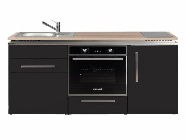 Küche Stengel Designline schwarz mit Kühlschrank MDB 170