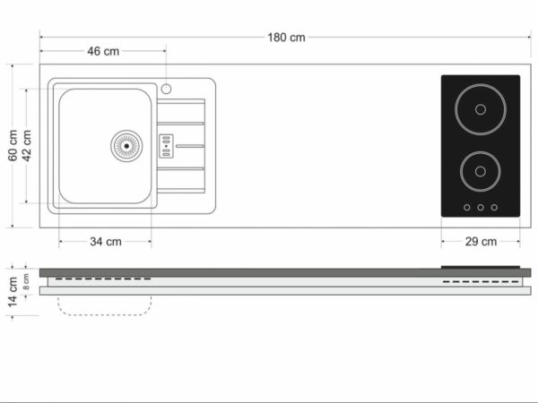 Stengel Miniküche Abmessungen MDB 180a