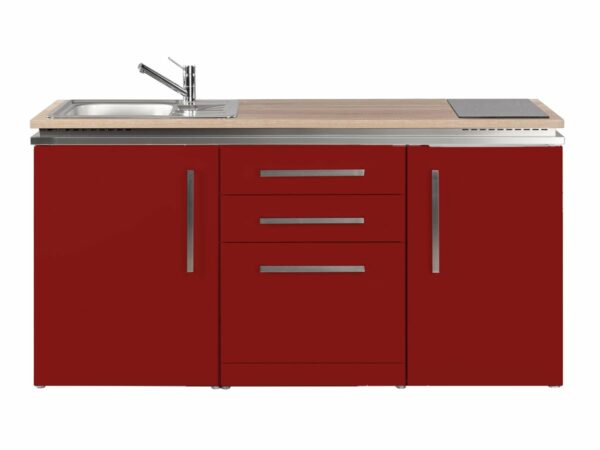 Metallküche rot Stengel MDGS 170 mit Kühlschrank