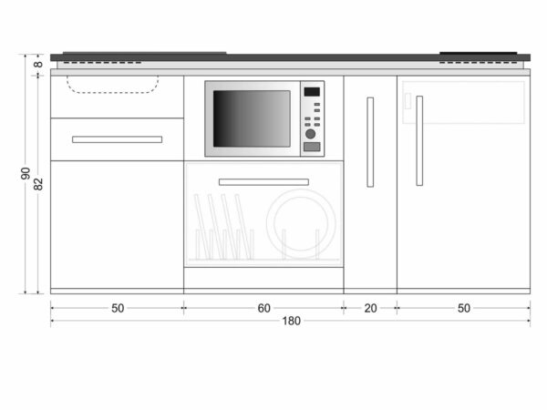 Abmessungen Designline Küche MDGSM 180 A