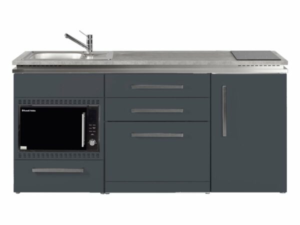Singleküche MDGSMOS 180 grau mit Kühlschrank Designline