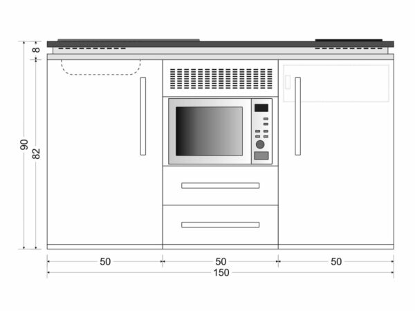 Abmessungen Miniküche Designline MDM 150